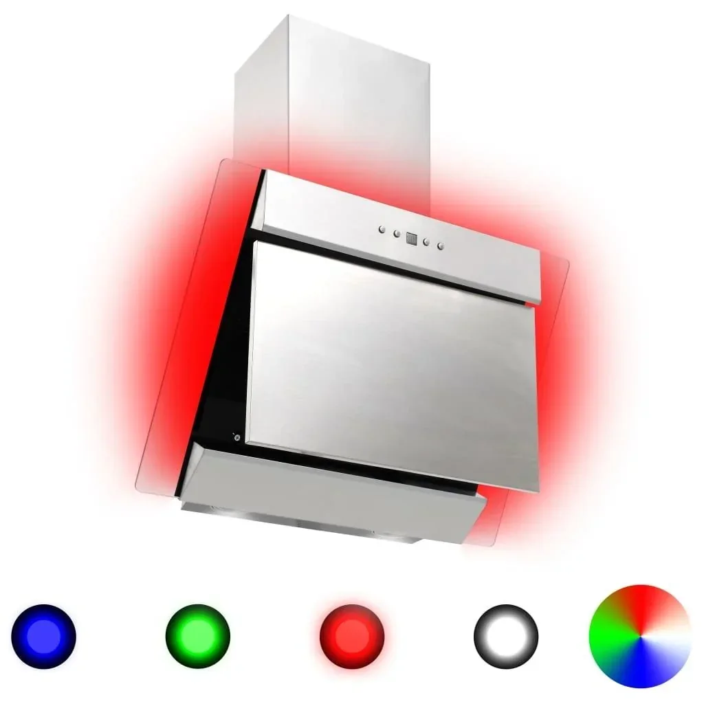 Dunstabzugshaube RGB-LED 60 cm aus Edelstahl und gehärtetem Glas