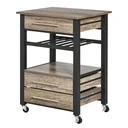 Küchenwagen Küchenrollwagen Servierwagen mit Schublade Ablage Spanplatte Metall Grau Eiche 60 x 50 x 84,5 cm