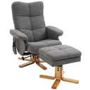 Massagesessel mit Fußhocker Relaxsessel Fernsehsessel TV Sessel 145°-Neigung Polyester Dunkelgrau 80 x 86 x 99 cm