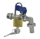 Kugelauslaufventil mit Vorhängeschloß, blauer Griff, G 3/4"