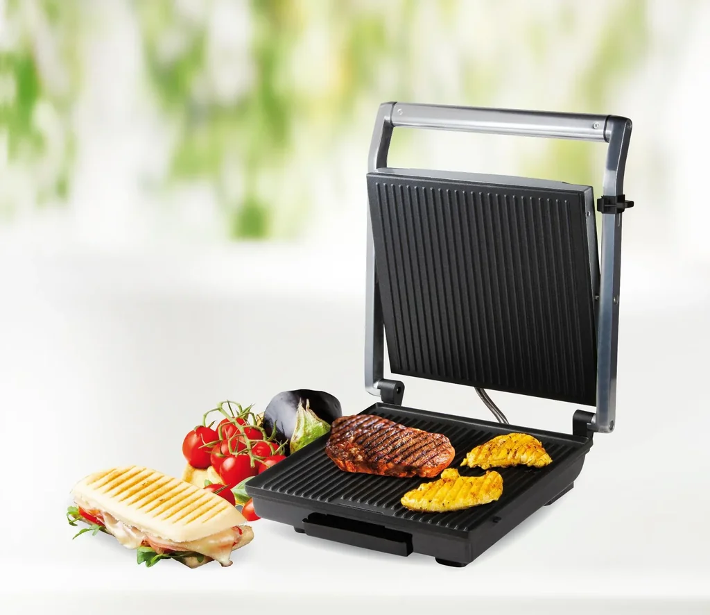 Multi Kontaktgrill, 2000 Watt Edelstahlgehäuse - Multi Elektrogrill - Paninigrill
