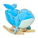 Schaukelpferd mit Wal-Design Sound Plüsch Schaukeltier Babyschaukel Spielzeug für 18-36 Monaten Kinder Pappelholz Blau 6