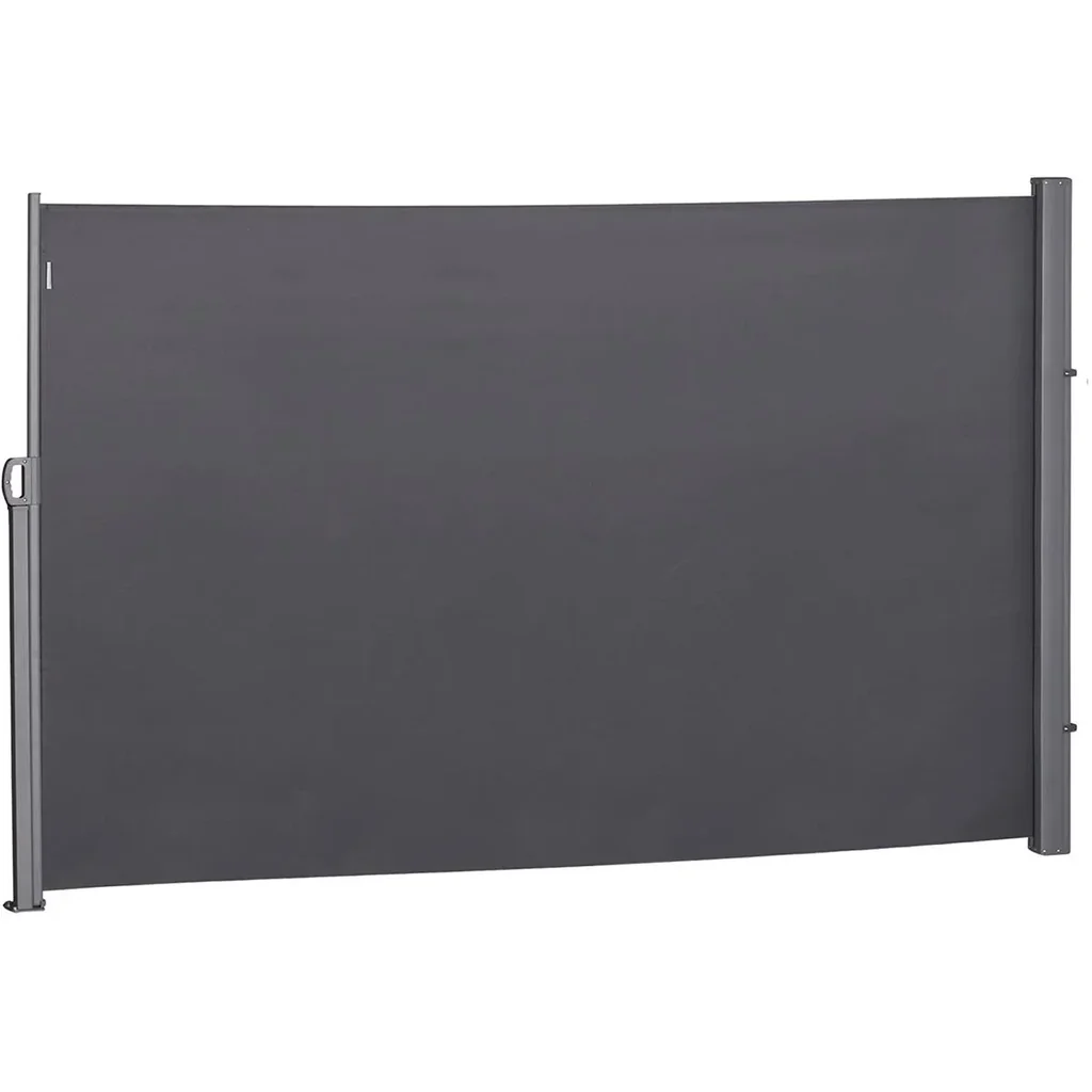 Seitenmarkise, Sicht- und Sonnenschutz, Seitenrollo, Polyester, Grau, 3 x 2 m