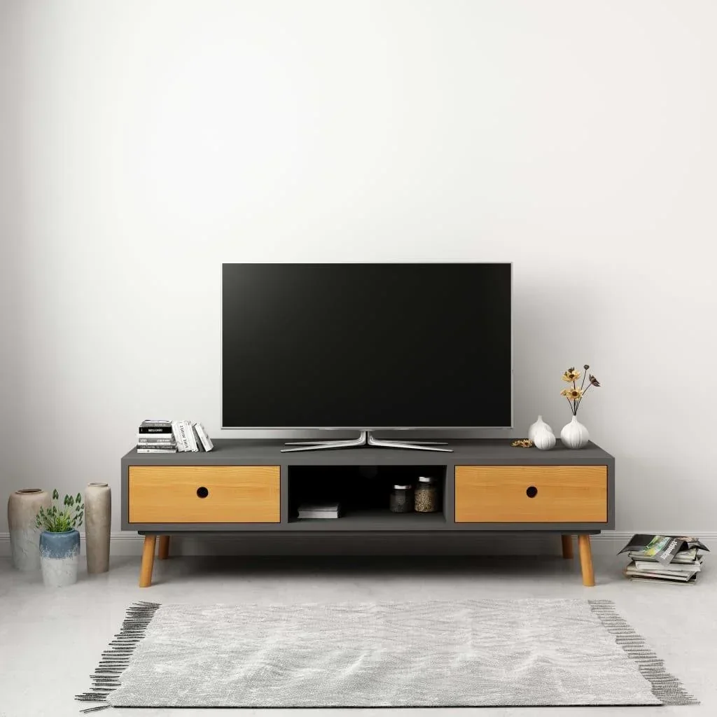 TV-Schrank 120x35x35 cm Kiefer massiv grau