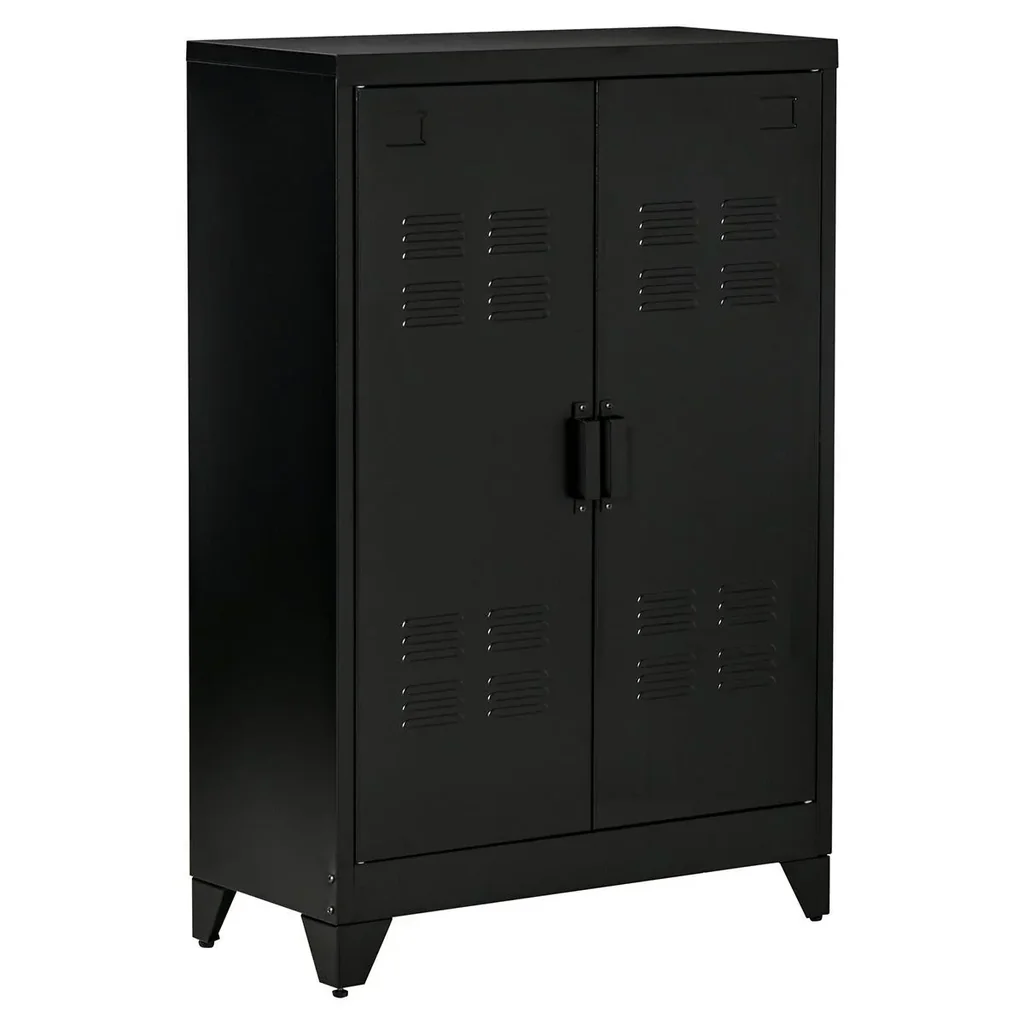 Sideboard Aktenschrank mit Lamellentüren Kleiderschrank Lagerschrank industriell Metall Schrank mit 2 verstellbaren Einl