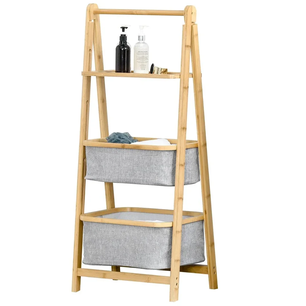 Standregal Bücherregal Bambusregal 3-stufiges Büroregal Lagerregal Aktenregal Küchenregal faltbar Perfekt für das Wohnzi