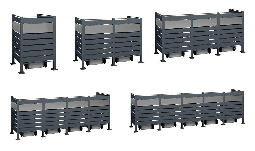 Mülltonnenverkleidung Planum 4er Box, 120 cm, antharzit