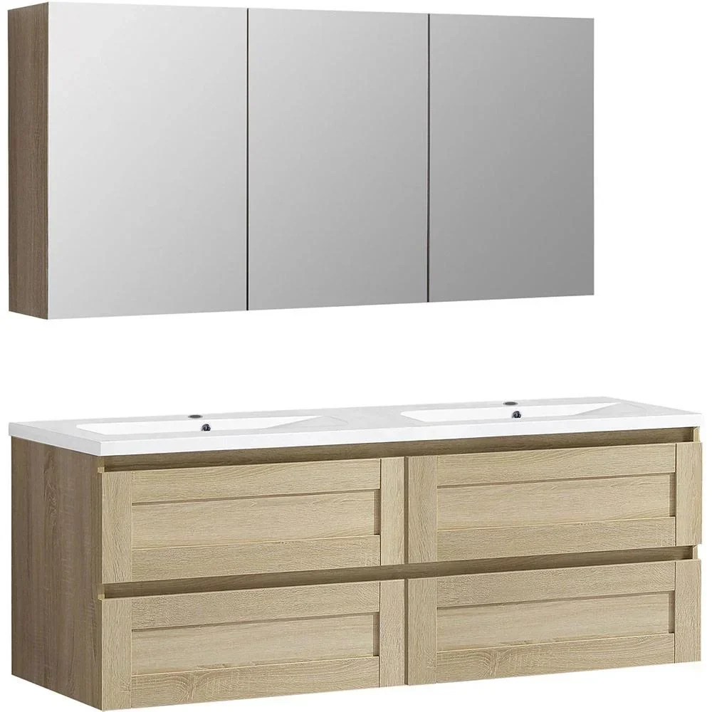 Reno Badezimmermöbel 120cm - 2 Schlaglöcher - Eiche