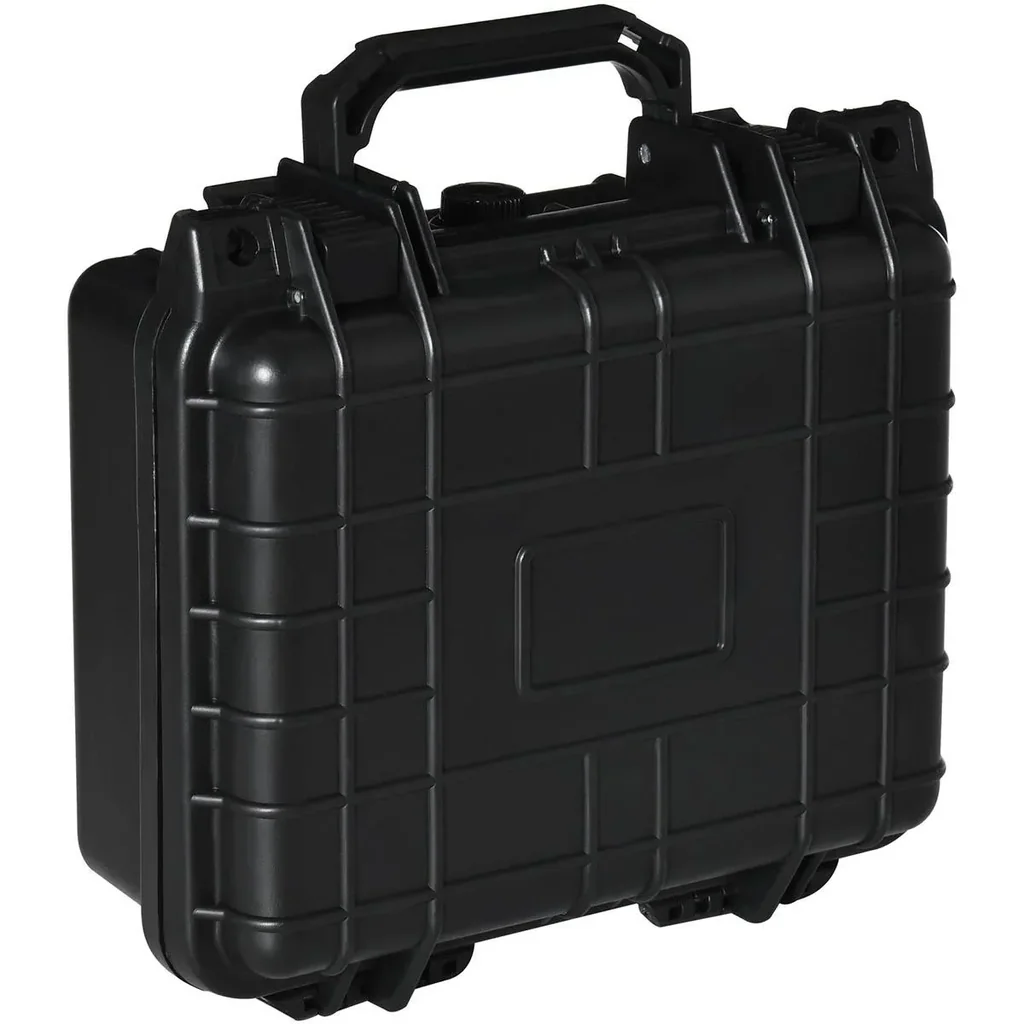 2er-Set Werkzeugkoffer Leer mit Werkzeugkiste Griff Schaumstoff wasserdicht Kunststoff Silikagel Schwarz 26 x 22 x 12 cm