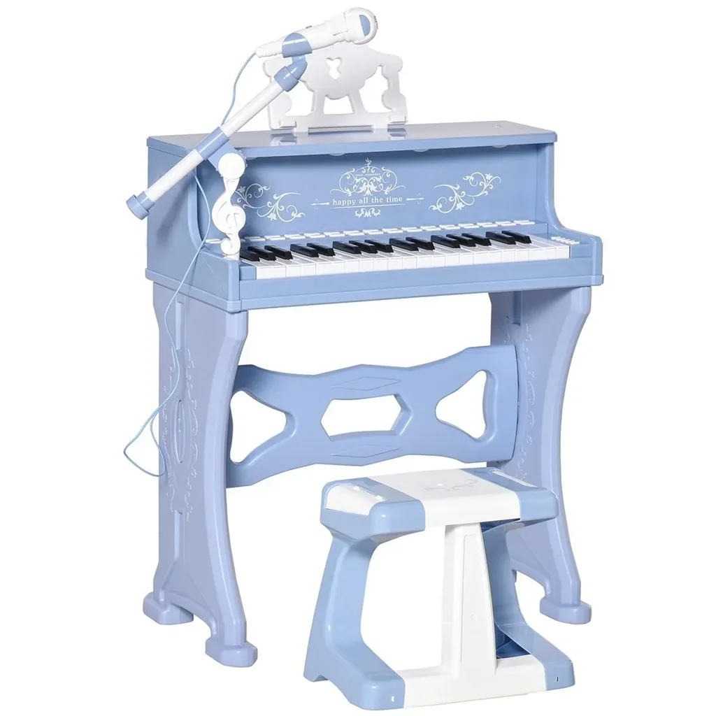 Kinder Klavier 37 Tasten Mini-Klavier Piano Keyboard mit Hocker und 22 Demo-Songs zum Abspielen aus ABS Musikinstrument