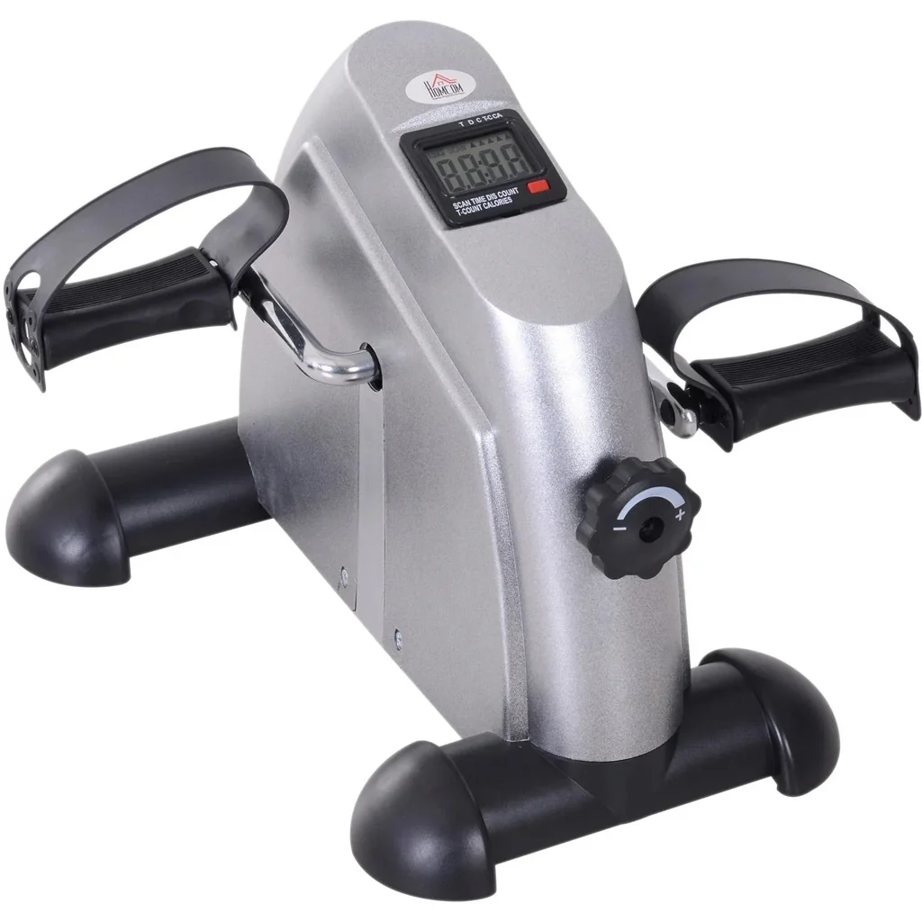 Heimtrainer Mini Bike Pedaltrainer Trainingsrad Fahrradgerät mit LCD-Display Metall Silber 39 x 40 x 31 cm