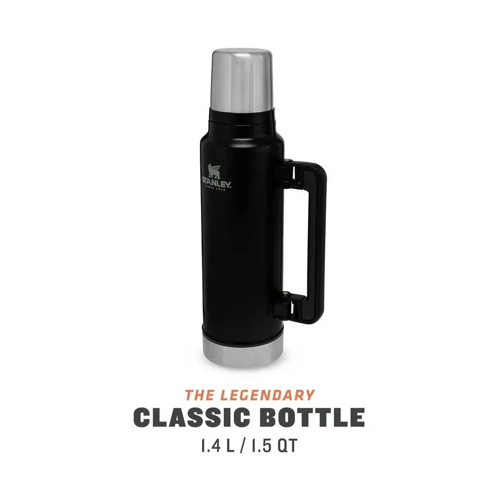 Classic Vakuum Flasche 1,4 Liter mit Griff, Trinkbecher, matt schwarz