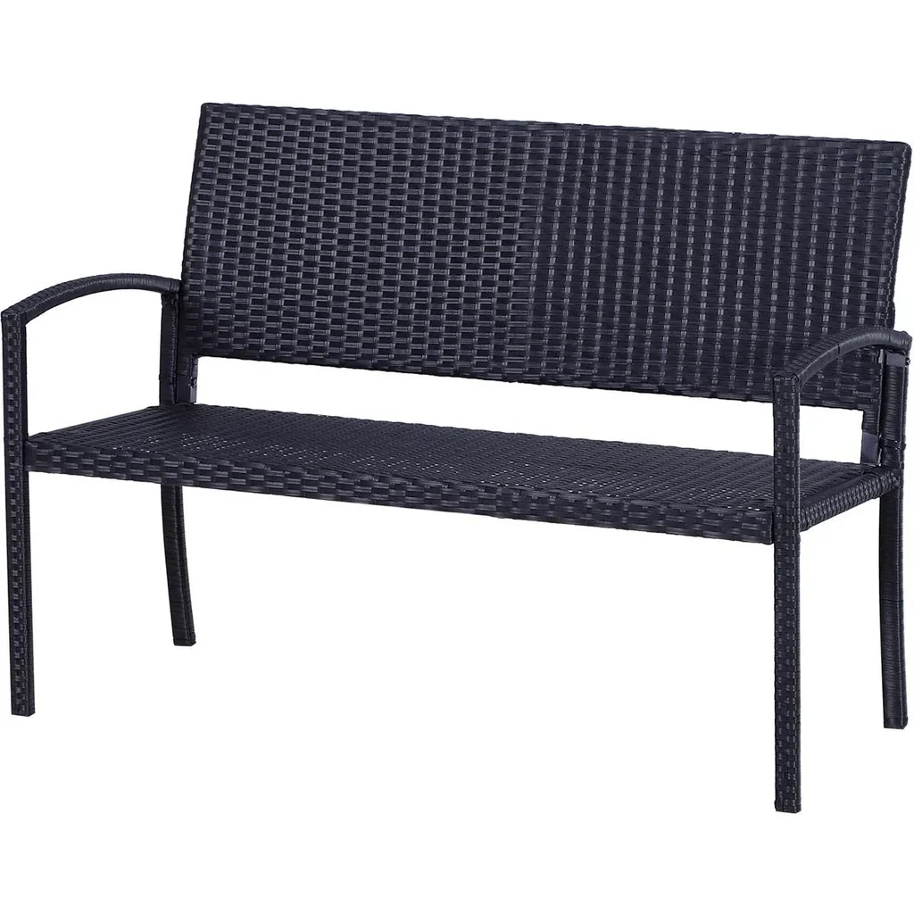 Polyrattan Gartenbank schwarz