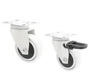 Design 3C Lenkrollen 4 teiliges Set - Ø 75 mm, soft, weiß, 2 Rollen mit & 2 ohne Feststeller, Tragkraft 75 kg / Rolle