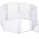 Welpengitter Freilaufgehege Laufstall für Haustiere mit Tür 6 Teile sechseckig PP-Kunststoff rostfrei Weiß Ø180 x H95 cm
