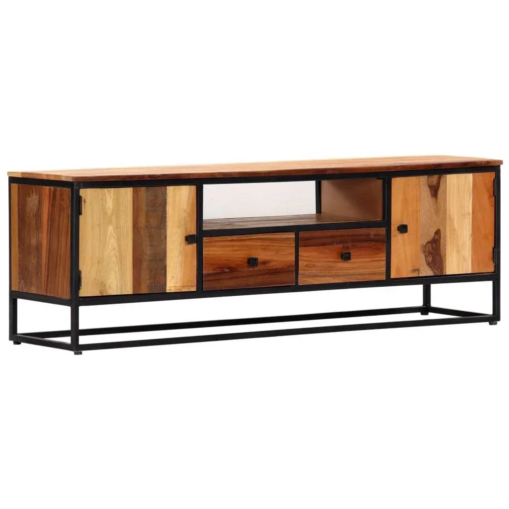 TV-Schrank 120x30x40 cm Massives recyceltes Holz und Stahl