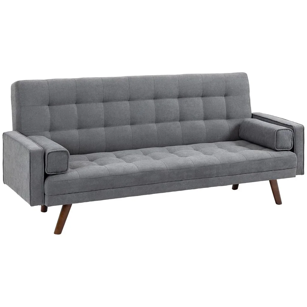 Dreisitziges Sofa mit Schlaffunktion, grau, 208 x 81 x 92 cm