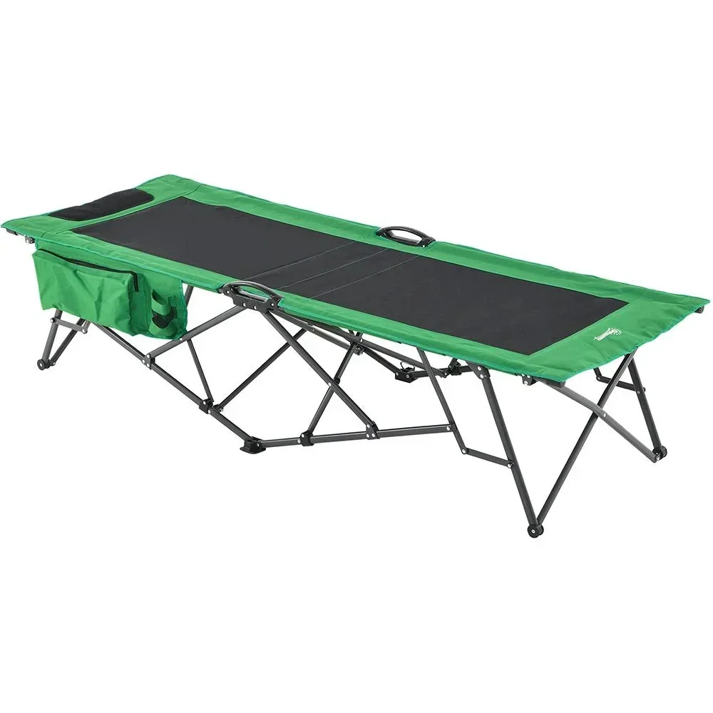 Campingbett mit seitlicher Tasche grün, schwarz