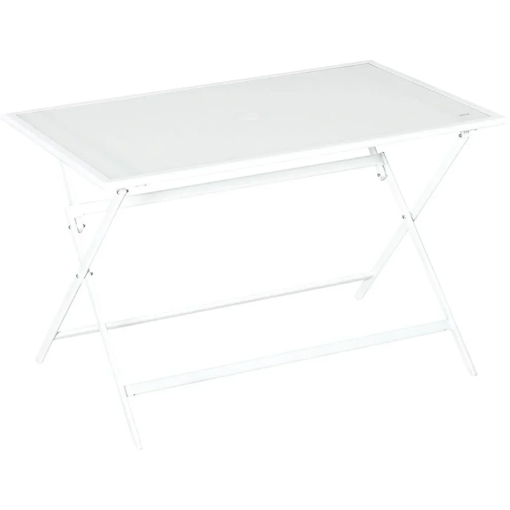 Gartentisch - Weiß - Metall/Glas - 110 x 70 x 70 cm