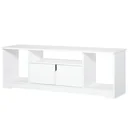 TV-Ständer, TV Schrank, TV-Kommode, Moderner Fernsehtisch mit Schrank und Offene Regale, Spanplatte, Weiß, 120 x 30 x 41