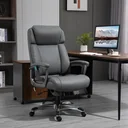 Massage-Bürostuhl 6-Punkt-Massage-Drehstuhl aus Kunstleder mit gewölbter Kopfstütze und Armlehne Grau 70 x 76,5 x 114-12