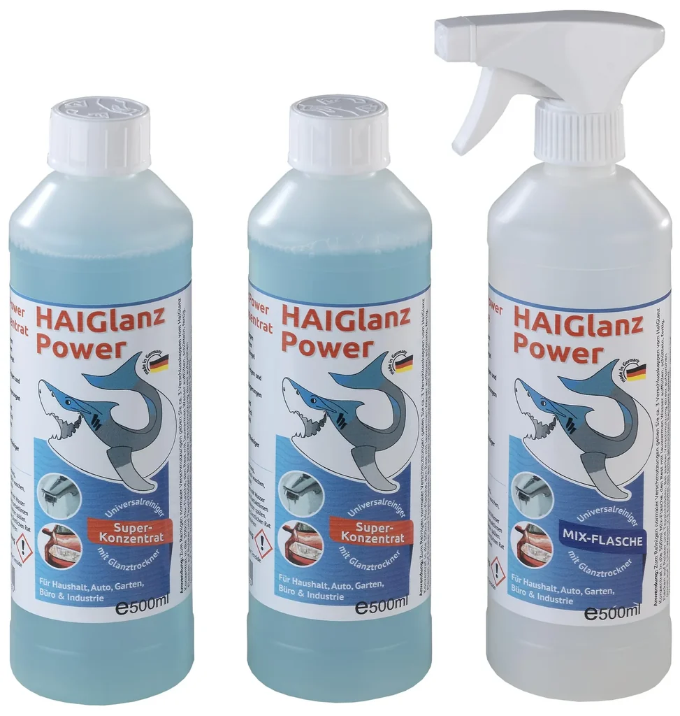 Reinigungs-Konzentrat „Glanz Power“, 3-teiliges Set, 2 x 500 ml und Mix-Flasche
