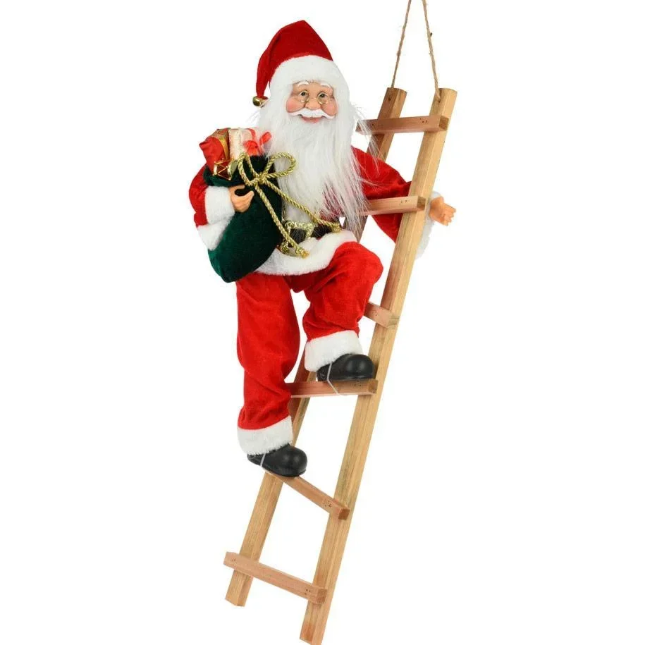 Weihnachtsmann auf der Treppe - Stehend - 65cm - Rot