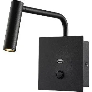 VT-2943 led-leselampe mit usb - wandhalterung - 3W - 180 Lumen - 3000K - schwarz - Ideal für neben Ihrem Bett