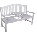 Bank SINGAPUR, mit hochklappbarem Tisch, Eukalyptus Grandis FSC 100% white washed