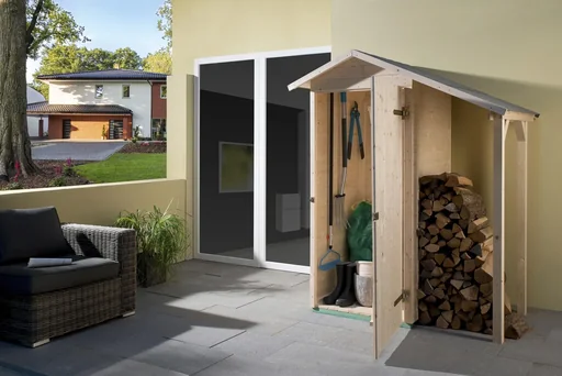 "Garten-/Terrassenschrank 351 A Gr.1 B x H x T 162 x 196 x 105 Satteldach, 14 mm, Einzeltür, Schleppdach 50 cm image"