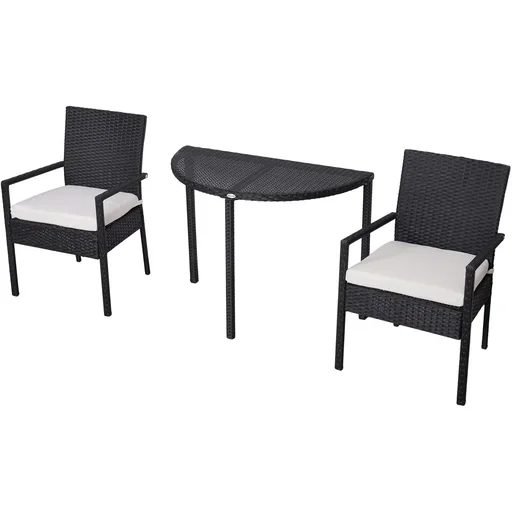 "Gartensitzgruppe 3-tlg, Polyrattan Gartenset Rattanmöbel für Balkone Schwarz mit Sitzkissen image"