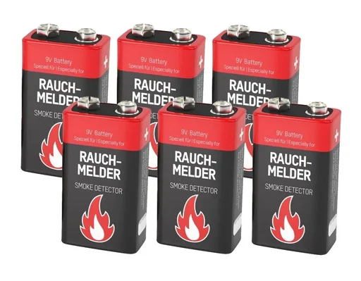 "Alkaline 9V Block Rauchmelderbatterie - 6 Stück image"
