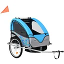 Kinderfahrradanhänger und Kinderwagen 2-in-1 blau und grau