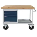 Tischwagen Etagenwagen RAL7035/7016 - 3 Schubladen, 1 Ablage, B1300xT600xH827mm