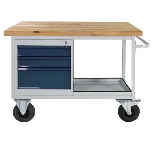 "Tischwagen Etagenwagen RAL7035/7016 - 3 Schubladen, 1 Ablage, B1300xT600xH827mm image"
