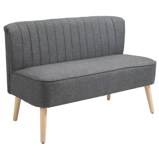 "2-Sitzer Stoffsofa Polstersofa Sitzmöbel Loungesofa Holz Schaumstoff Dunkelgrau 117 x 56,5 x 77 cm image"