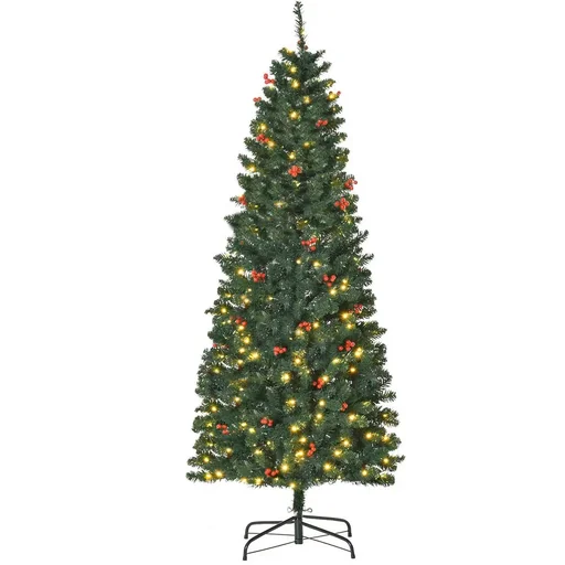 "künstlicher Weihnachtsbaum 180 cm mit 250 LED-Leuchten 628 Astspitzen Christbaum Tannenbaum PVC Metall Grün Ø63 x 180 cm image"