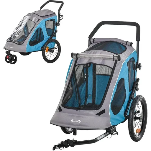 "Fahrradanhänger für Hunde blau, grau, schwarz image"