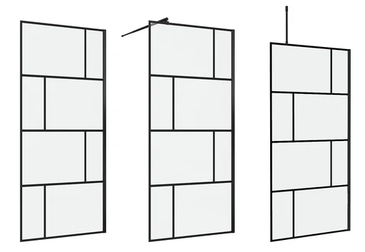 "Duschwand in modernem Design 90 x 195 cm - Glasdusche mit matt schwarzen Wandprofil - inklusive Wandhalterung image"