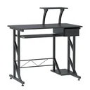 Computertisch Arbeitstisch mit Regalen und Schubladen Schreibtisch Bürotisch Platzsparend stabil Metall MDF Schwarz 90 x