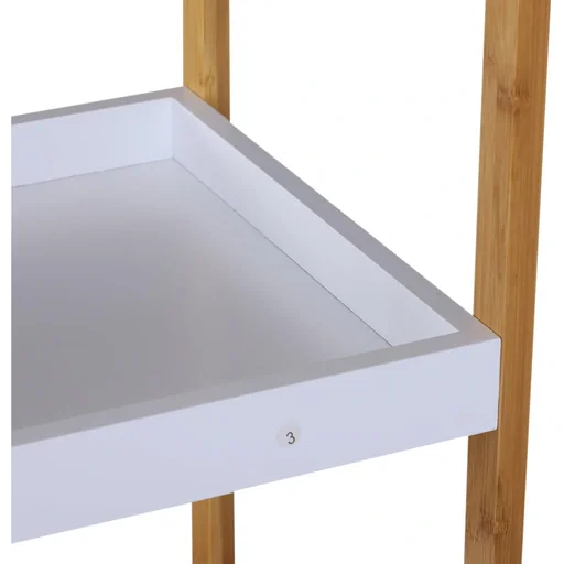 "Badregal Standregal Lagerregal Küchenregal 5 Ablagen Bambus + MDF 32 x 30 x 130 cm image"