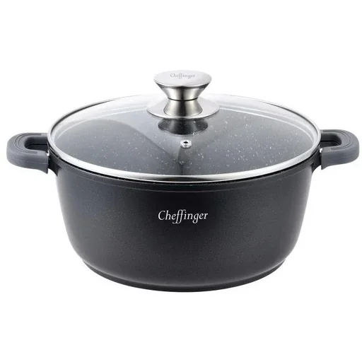 "Cheffinger Kasserolle / Tiefe Pfanne mit Deckel -28cm image"