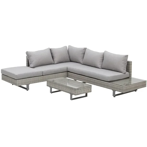 "3-tlg. Luxus Polyrattan Gartengarnitur Gartenmöbel Garten-Set Sitzgruppe Loungeset Loungemöbel inkl. Ablagen und Beistel image"