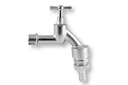 Auslaufhahn 1/2" matt verchromt mit Knebelgriff und Schlauchverschraubung