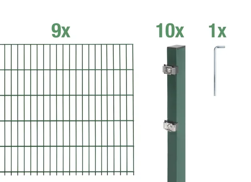 "Doppelstabmattenzaun Komplettset, grün, Höhe 120 cm, Länge 18 m image"