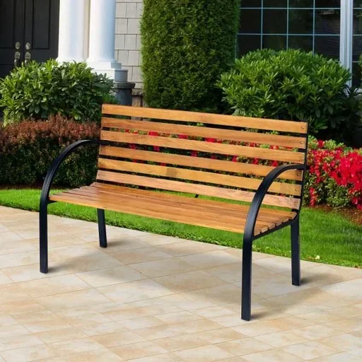"Gartenbank Sitzbank Parkbank 2-Sitzer Stahl+Holz Natur image"