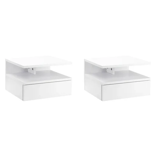 2 tlg. Wandnachttische Nachttisch Wandschrank mit Schublade Schwimmendes Design Schlafzimmer Nachtkommode Beistelltisch