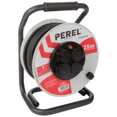 "PROFI-KABELTROMMEL MIT 'ANTI-TWIST'-SYSTEM - NEOPREN - 25 m - 3G2.5 - 4 STECKDOSEN - SCHUTZKONTAKT (FRANZÖSISCHES SYSTEM image"
