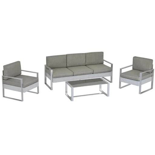 "4-TLG. Gartenmöbel Gartensofa Set Garten-Lounge-Set mit Rückenlehne und Armlehne Metalldrehverfahren Garten Garnitur Sit image"