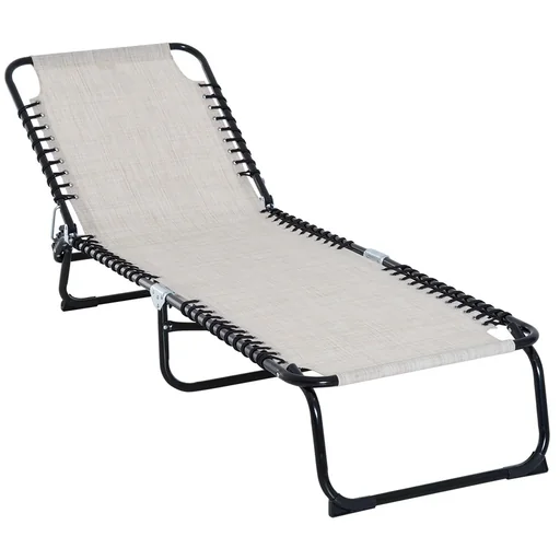 "Sonnenliege faltbar Gartenliege Klappliege Garten 4-stufige Rückenlehne verstellbar Stahl Mesh-Stoff Beige197 x 58 x 76 image"